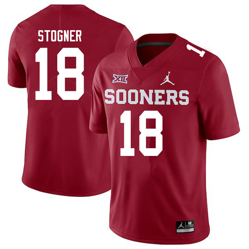 Men #18 Austin Stogner Oklahoma Sooners Jordan Brand College Football Jerseys Sale-Crimson